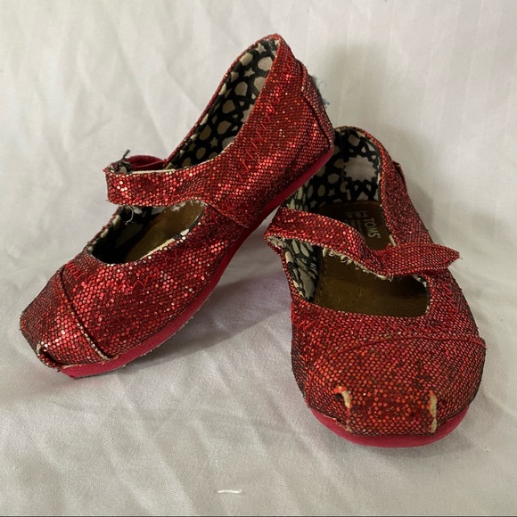 Toms Other - Red Glitter Toms Girls size 5.5 Mary Jane Wizard of Oz Dorothy Toddler